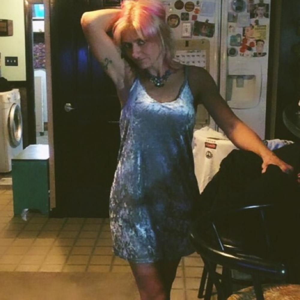 Light gray velvet mini dress